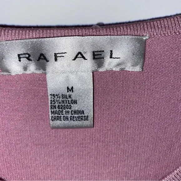 RAFAEL Sleeveless Top Women’s Size Medium Rose Pink Polka Dot Accents Silk Blend - Picture 3 of 6